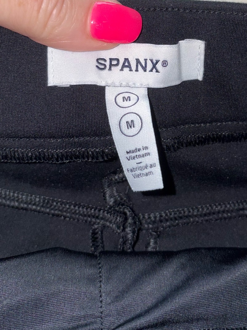 SPANX Perfect Front Slit Flare Pants Black Ponte Pull On Medium - Picture 4 of 5